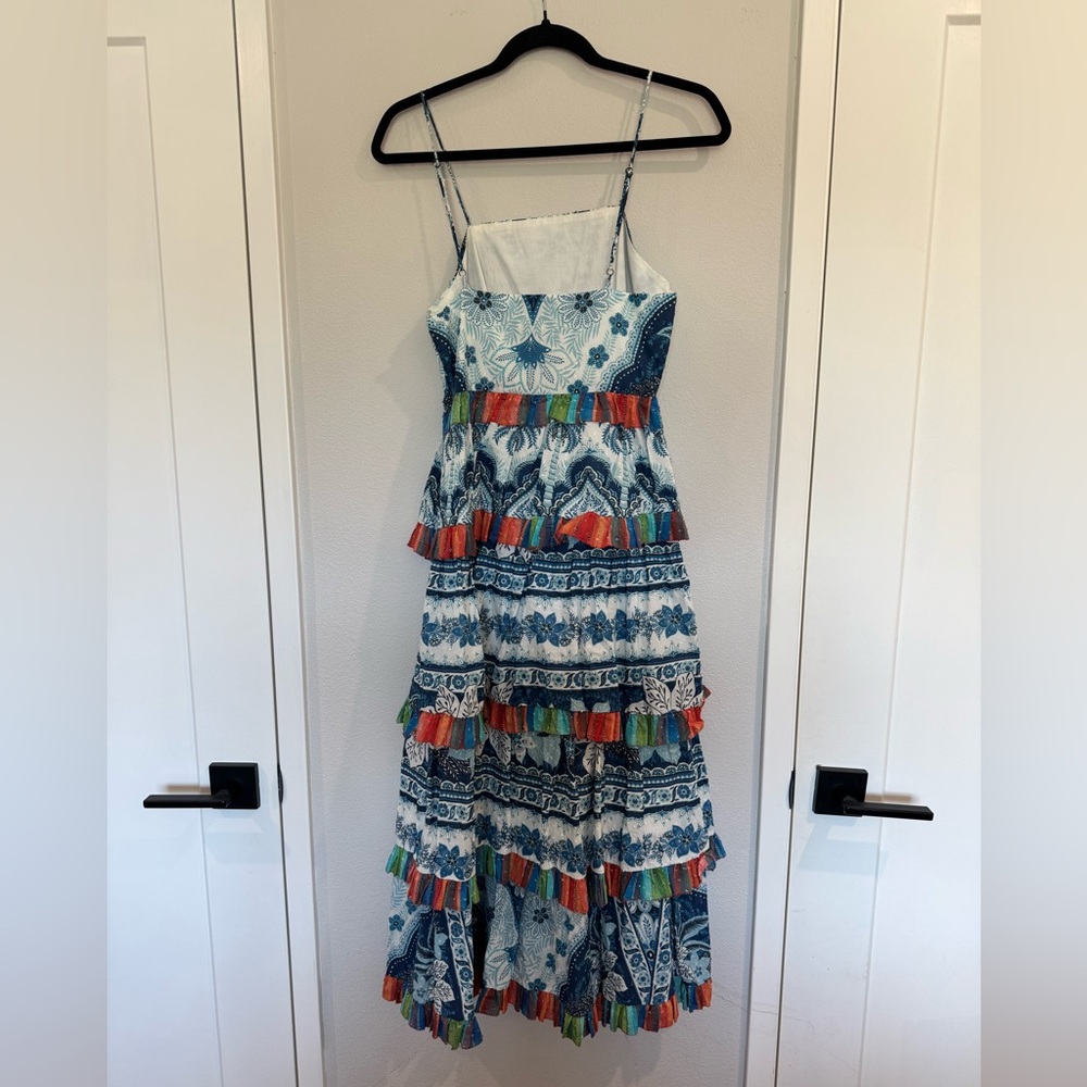 Farm Rio Blue Palms Tiered Midi Dress - Picture 3 of 4